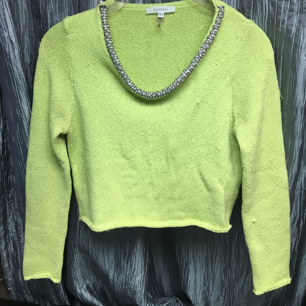 Embroidered sweater crop top